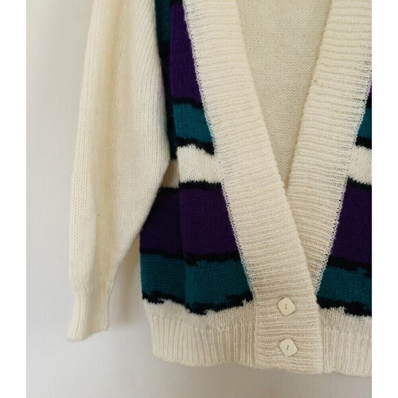Vintage 90s Penrose Crossover Oversized Color block Acrylic  Cardigan Sz M / L - Picture 2 of 5